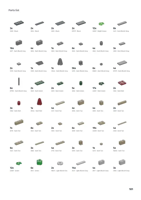 Booklet page 101: Parts list