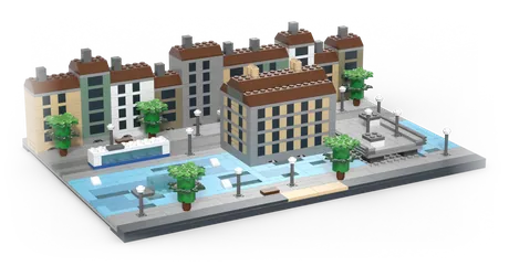 Brick-built model of the Limmatquai and Rathaus