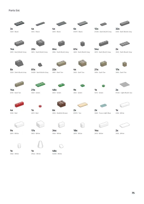 Booklet page 75: Parts list